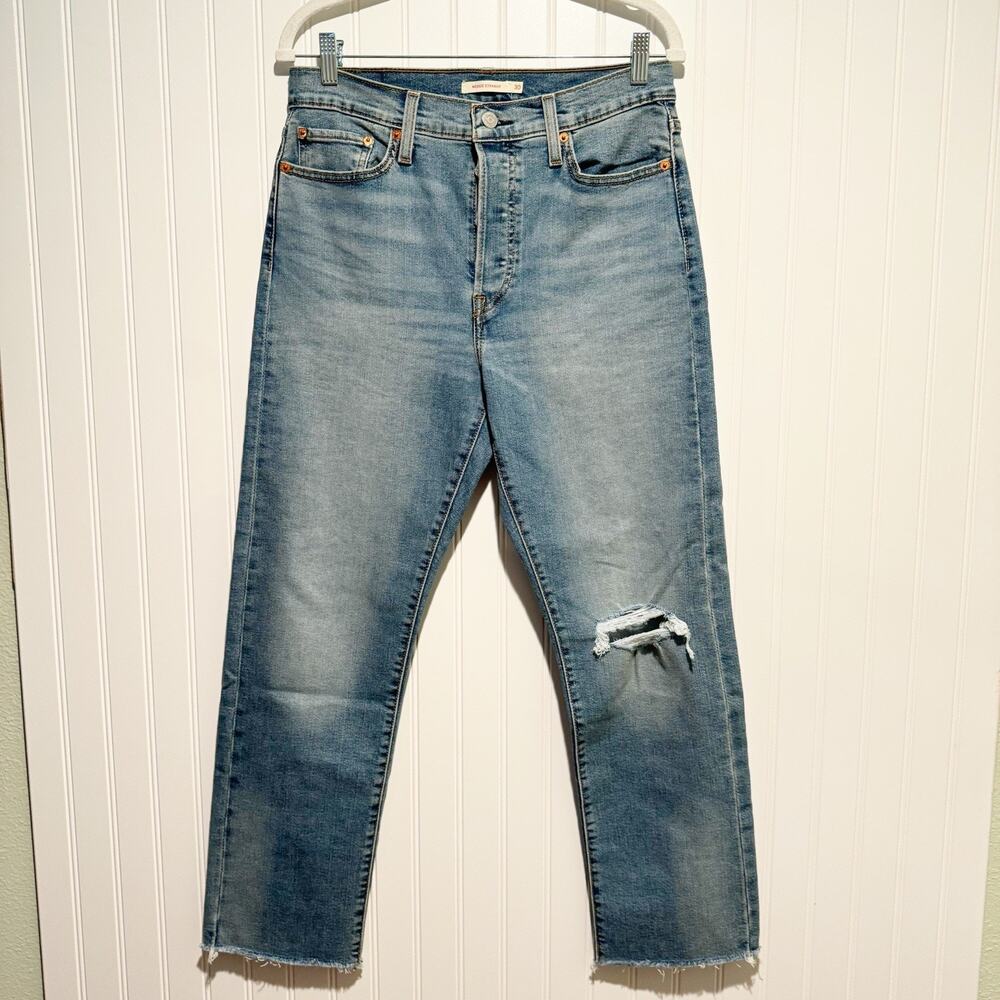 Levis Wedgie Straight Jeans Raw Hems Button Fly Size 30
